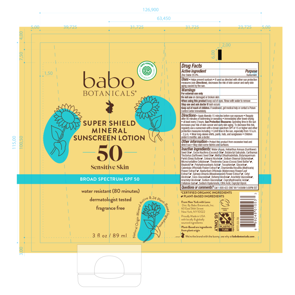 Super Shield Mineral Sunscreen Lotion SPF50 Babo Botanicals