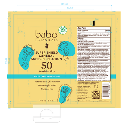 Super Shield Mineral Sunscreen Lotion SPF50 Babo Botanicals