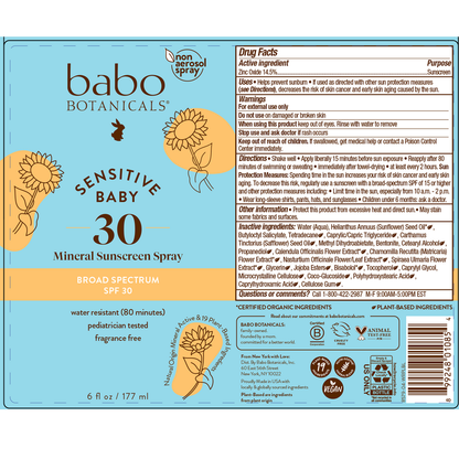 SPF 30 Baby Skin Mineral Sunscreen Pump Babo Botanicals
