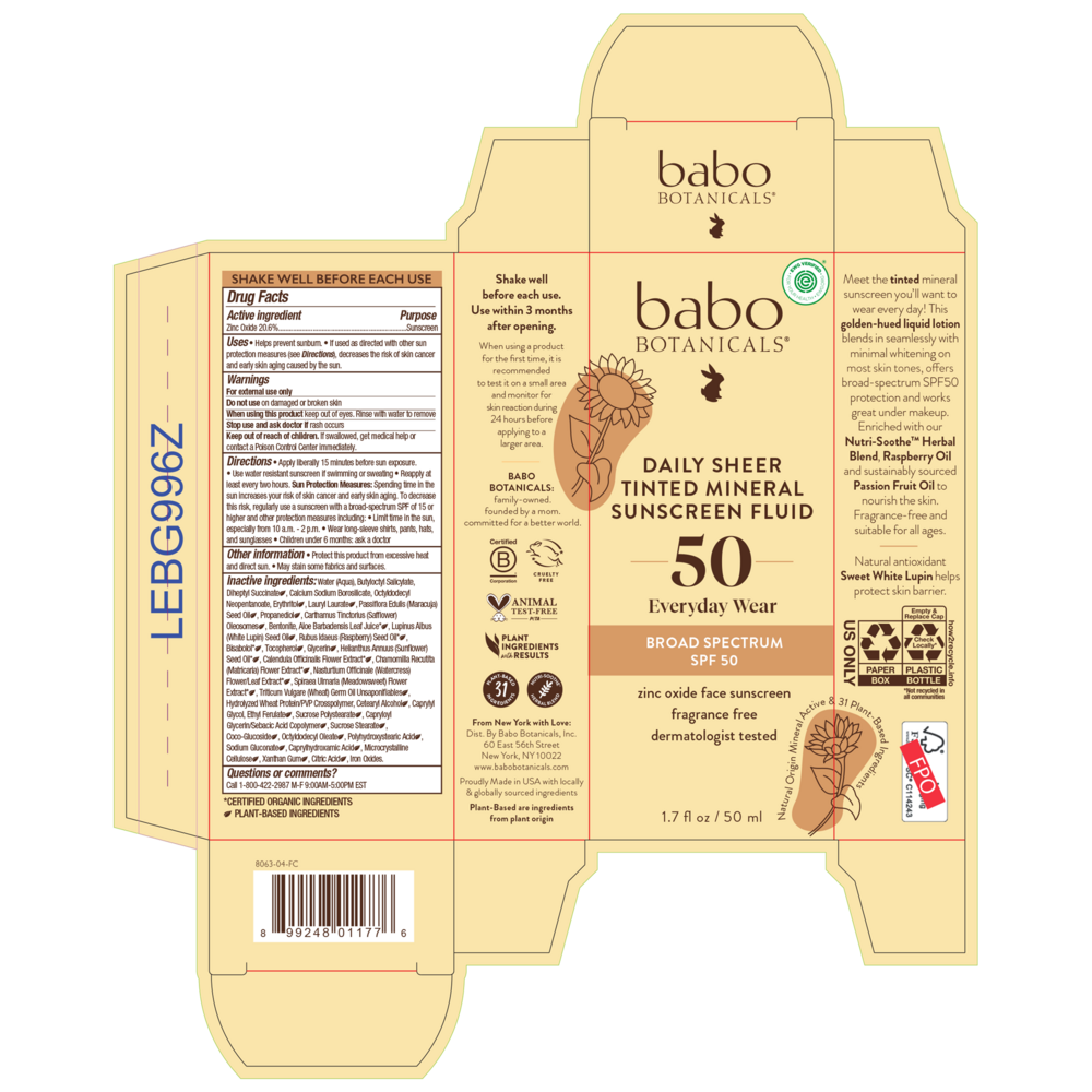 Daily Sheer Tinted Mineral Sunscreen Fluid SPF50 Babo Botanicals