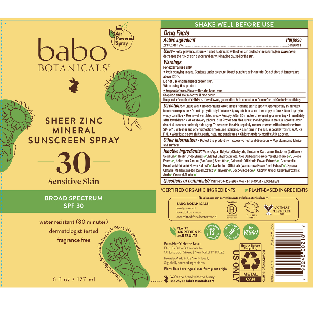 Sheer Zinc Sunscreen SPF 30 Babo Botanicals