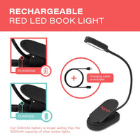 Red Clip-On Book Light by Hooga Health